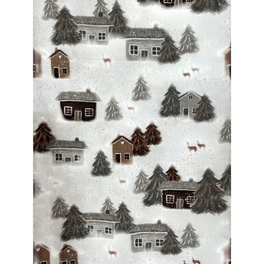 Etta Vee Christmas Village Houses Trees Deer Winter Rectangular Tablecloth Linen